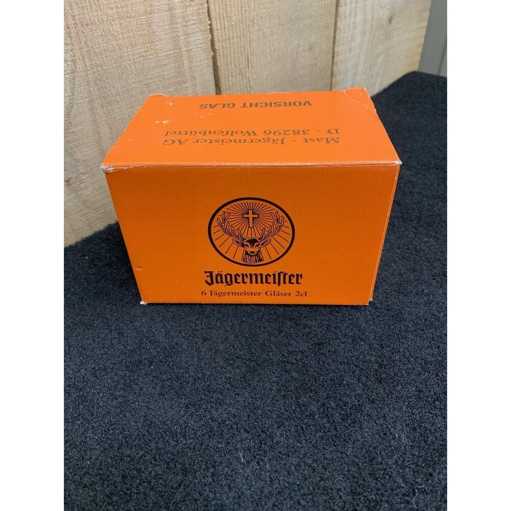 Jagermeister 2CL Shot Glass Set Of 6 Frosted Stemmed Cordial Footed B8